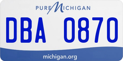 MI license plate DBA0870