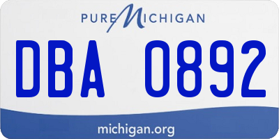 MI license plate DBA0892