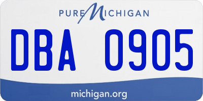 MI license plate DBA0905