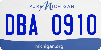 MI license plate DBA0910