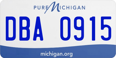 MI license plate DBA0915