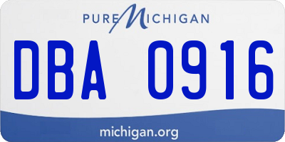 MI license plate DBA0916