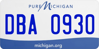 MI license plate DBA0930