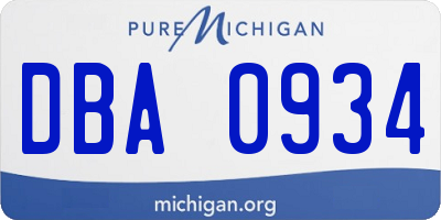 MI license plate DBA0934