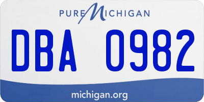 MI license plate DBA0982