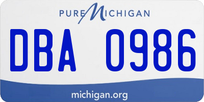 MI license plate DBA0986