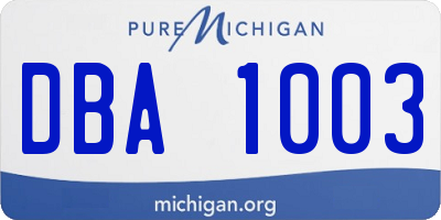 MI license plate DBA1003