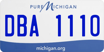 MI license plate DBA1110