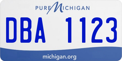 MI license plate DBA1123