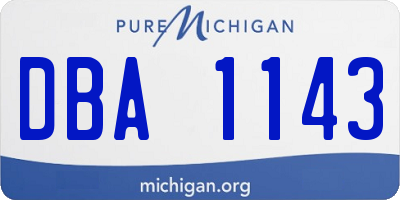 MI license plate DBA1143