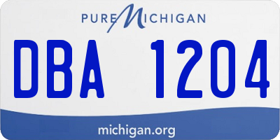 MI license plate DBA1204