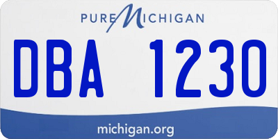 MI license plate DBA1230