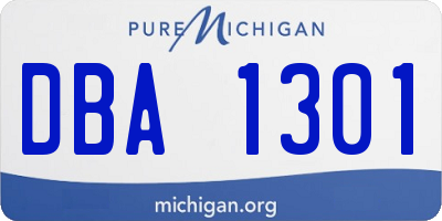 MI license plate DBA1301