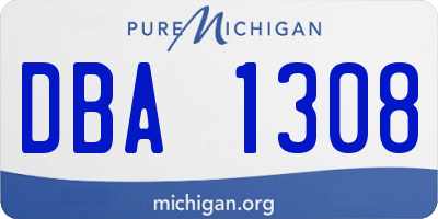 MI license plate DBA1308