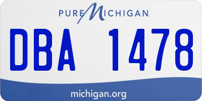 MI license plate DBA1478