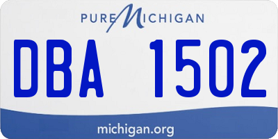 MI license plate DBA1502