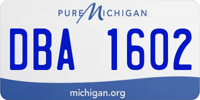 MI license plate DBA1602