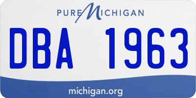 MI license plate DBA1963