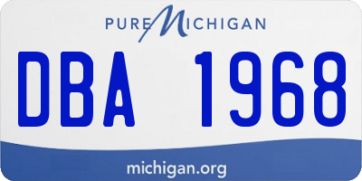 MI license plate DBA1968