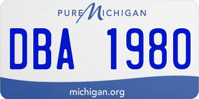 MI license plate DBA1980