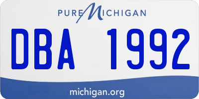 MI license plate DBA1992