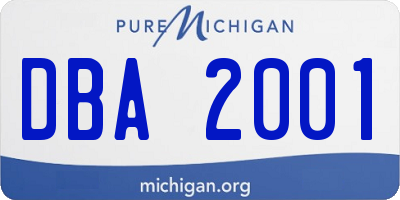 MI license plate DBA2001