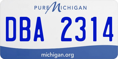 MI license plate DBA2314