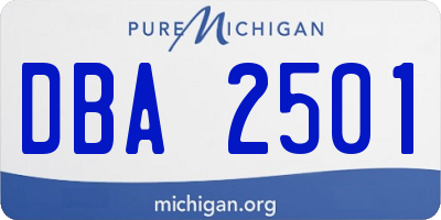 MI license plate DBA2501