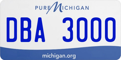 MI license plate DBA3000