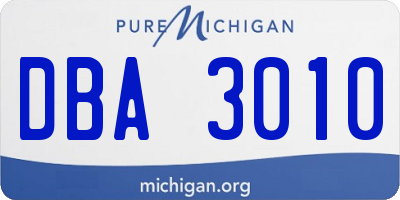 MI license plate DBA3010
