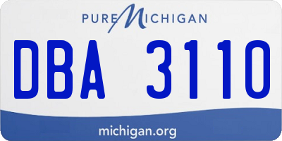MI license plate DBA3110