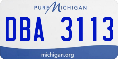 MI license plate DBA3113