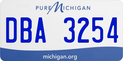 MI license plate DBA3254