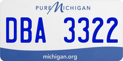 MI license plate DBA3322