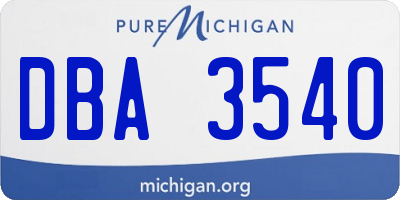 MI license plate DBA3540