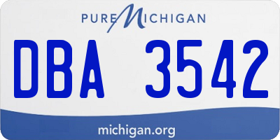 MI license plate DBA3542