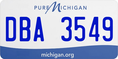 MI license plate DBA3549