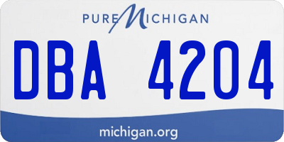 MI license plate DBA4204