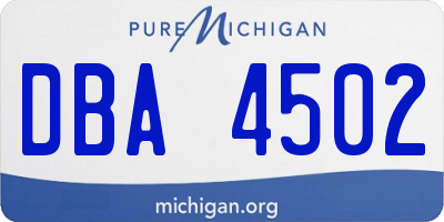 MI license plate DBA4502