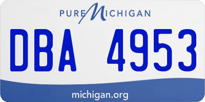 MI license plate DBA4953