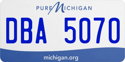 MI license plate DBA5070