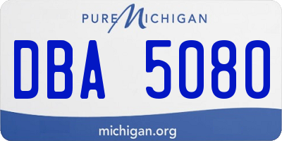 MI license plate DBA5080