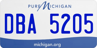 MI license plate DBA5205