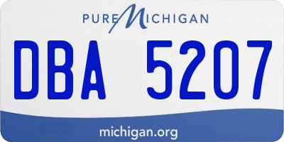 MI license plate DBA5207