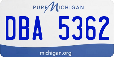 MI license plate DBA5362