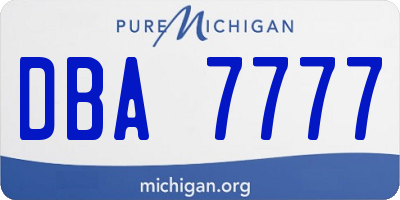 MI license plate DBA7777