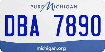 MI license plate DBA7890