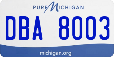 MI license plate DBA8003
