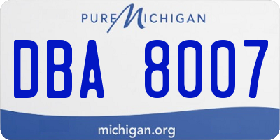 MI license plate DBA8007