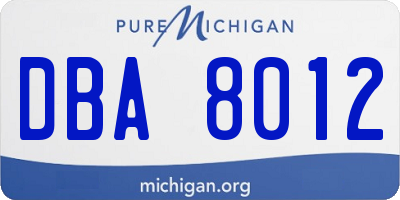 MI license plate DBA8012